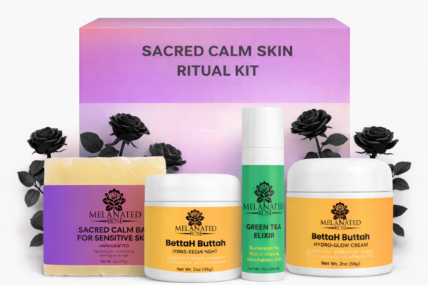Sacred Calm Skin Ritual Kit (Sensitive Glow Type) - For reactive, irritated, inflamed, or easily triggered melanin