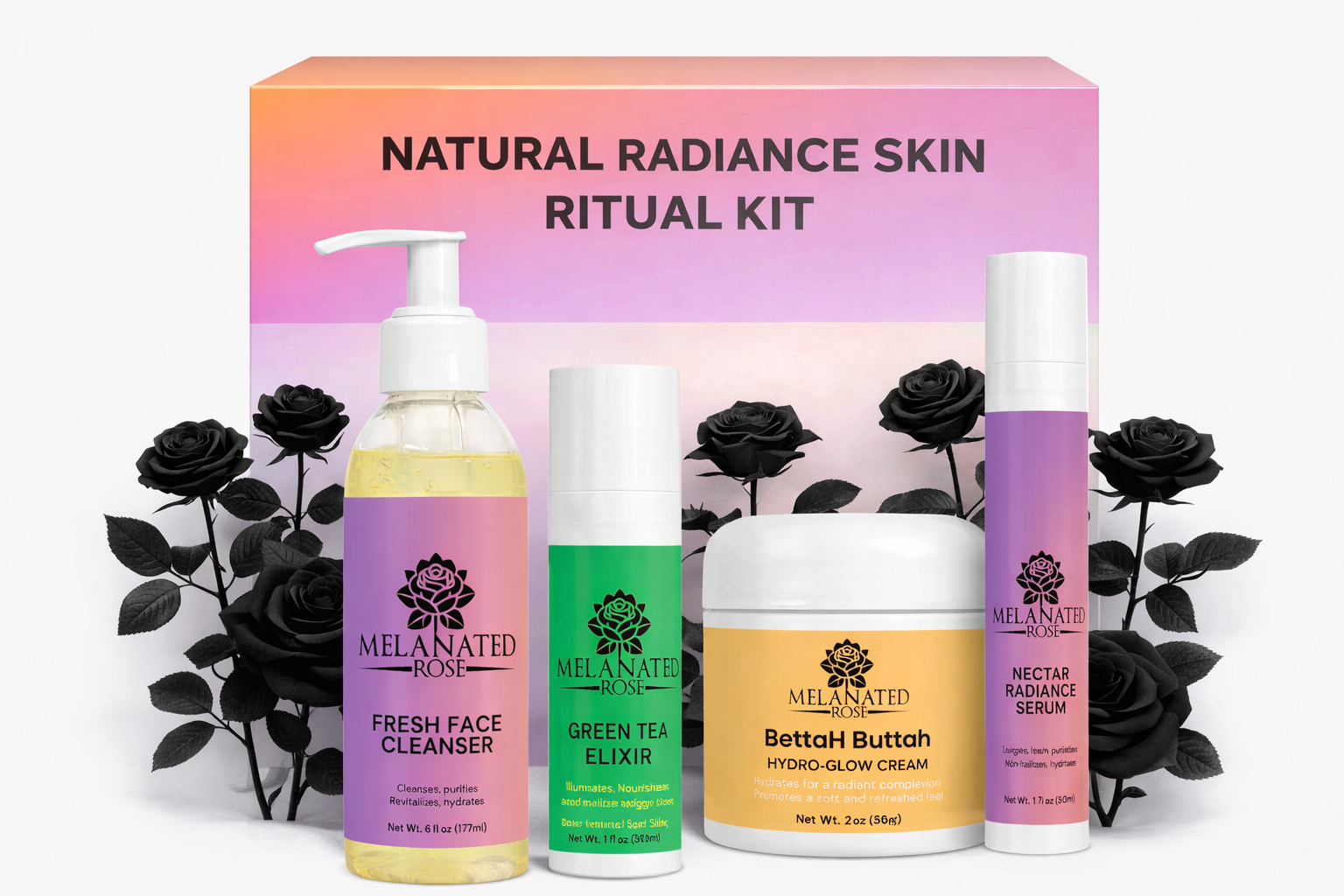 Natural Radiance Skin Ritual Kit (Balanced Glow Type) - For glowing, low-maintenance melanin that needs consistent nourishment